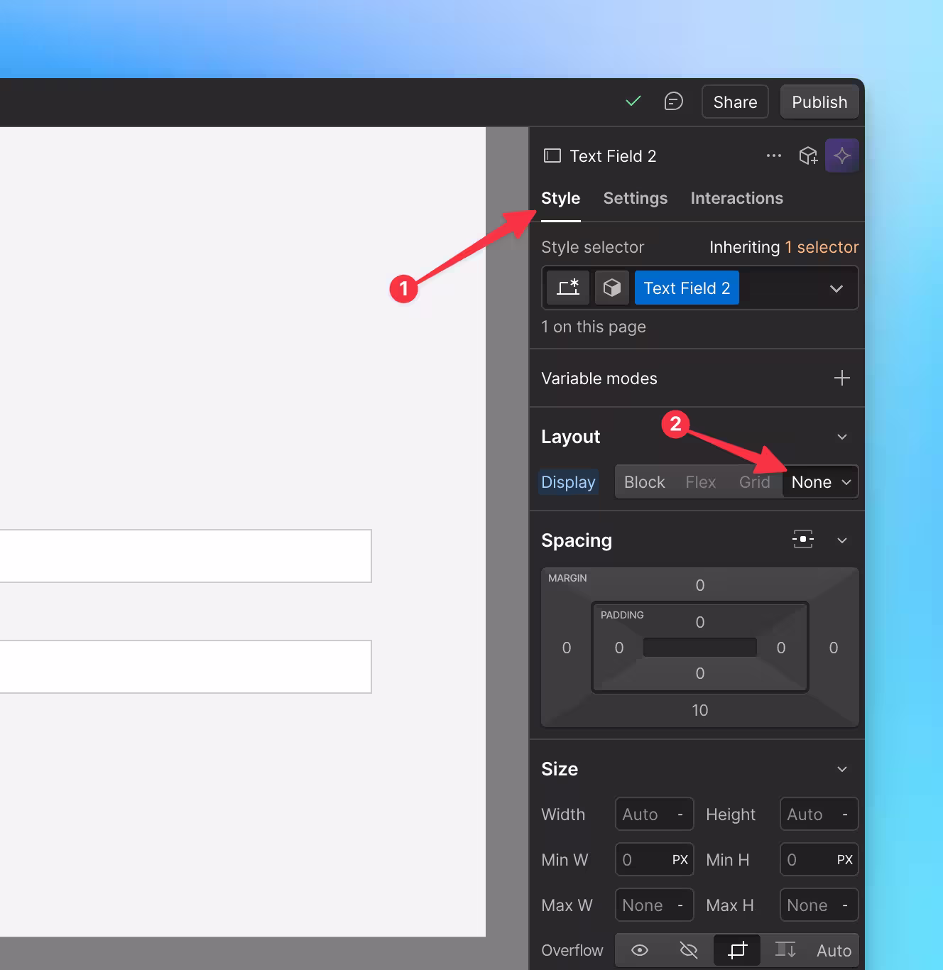 Screenshot Webflow Honeypot Styling